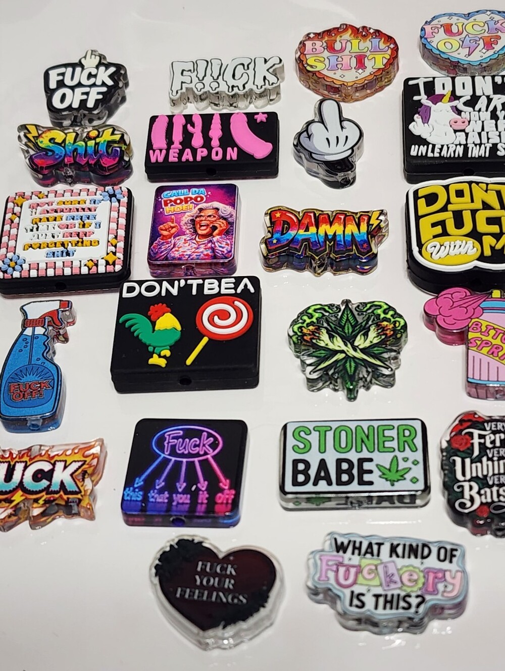 Spicy Beads Bad Words Bundle 20 Pcs F**k Bulls**t Stoner Focal Beads Beaded Pen